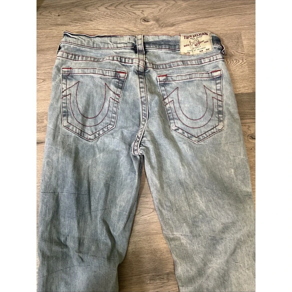 True Religion Mens Ricky Relaxed Straight Light Blue Wash Jeans Size 34 x 33